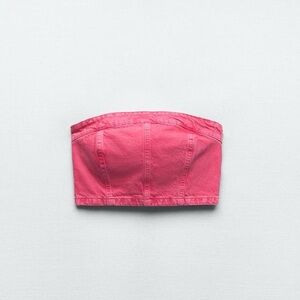 Zara Pink denim corset crop top